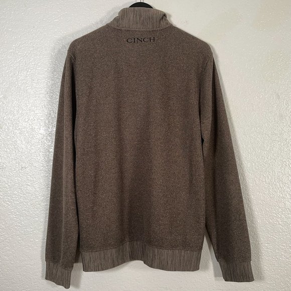 Cinch 1/4 Zip Cotton Knit Pullover Sweater in Brown Men's Size L - Picture 8 of 9